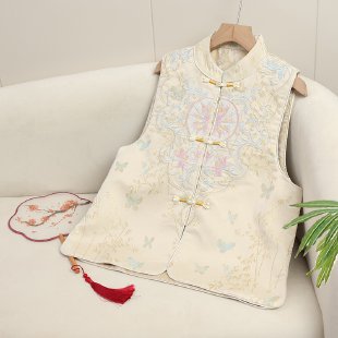 New Chinese Style Vest With Buckle Waistcoat Spring And Autumn