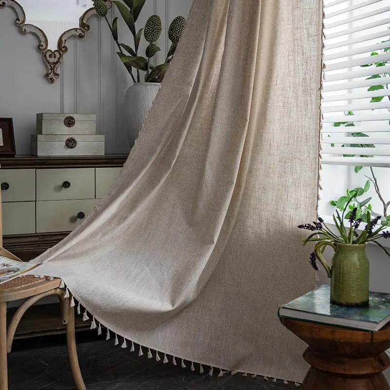 Polyester Linen Solid Color Simple Bedroom Living