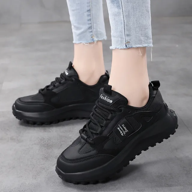 Lightweight Platform Sneaker Casual Feet Smaller Dad Shoes Black - Shop at LoveMi