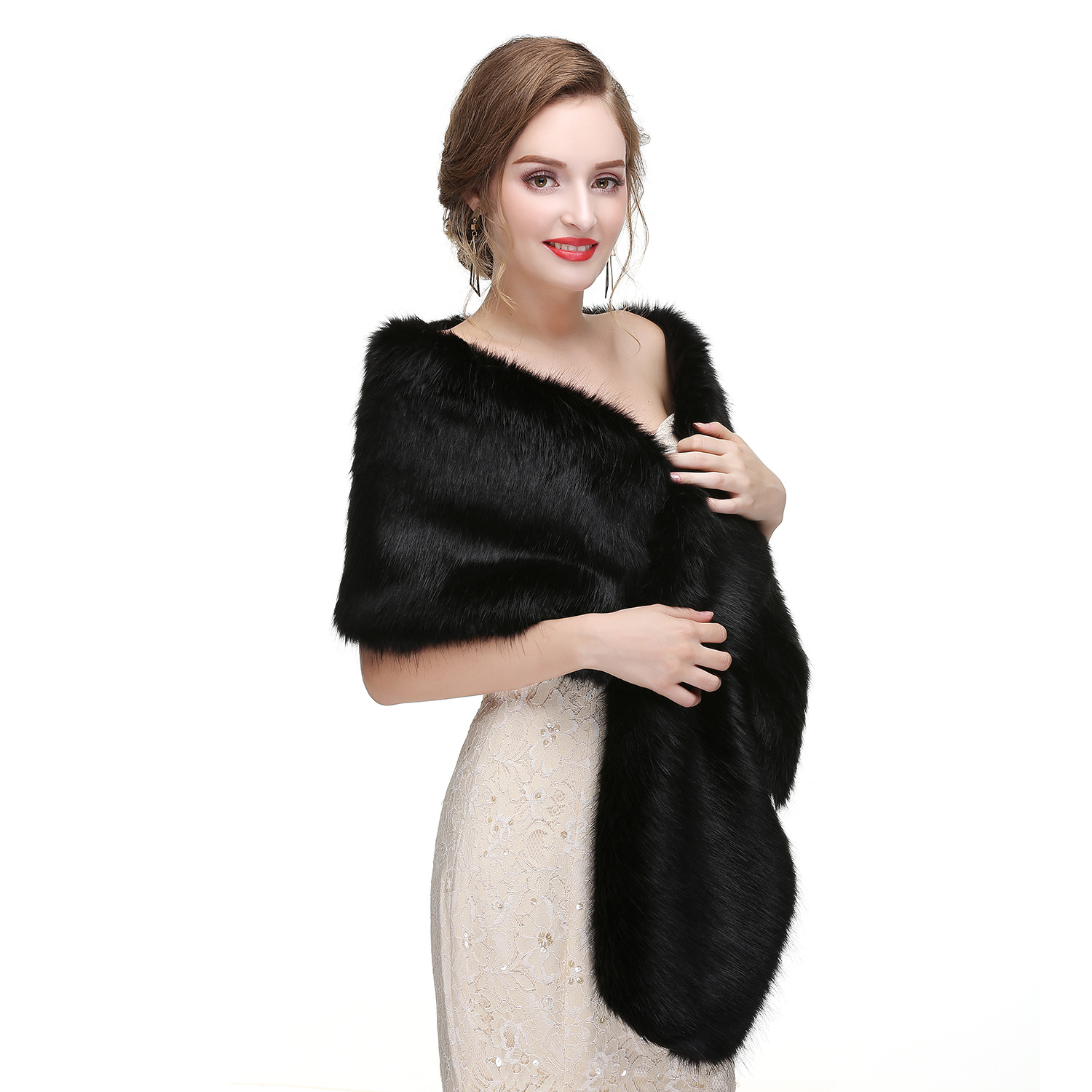 Wedding Dress Fox Fur Waistcoat Winter Warm Fur Shawl