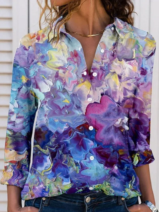 Women's Top Spring And Autumn New Rose Leaves Long Sleeve Button Shirt F169Z992 - Shop at LoveMi