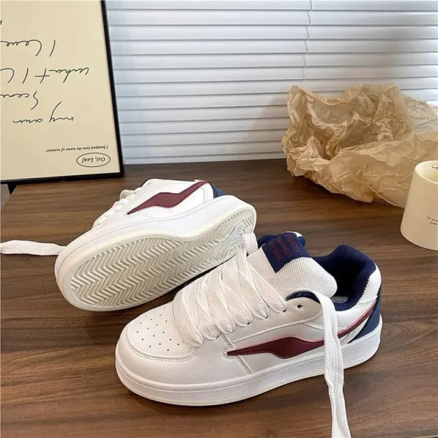 Dopamine Color Matching Classic Preppy Style Raise The Bottom Four Seasons Women's Board Shoes Red - Shop at LoveMi