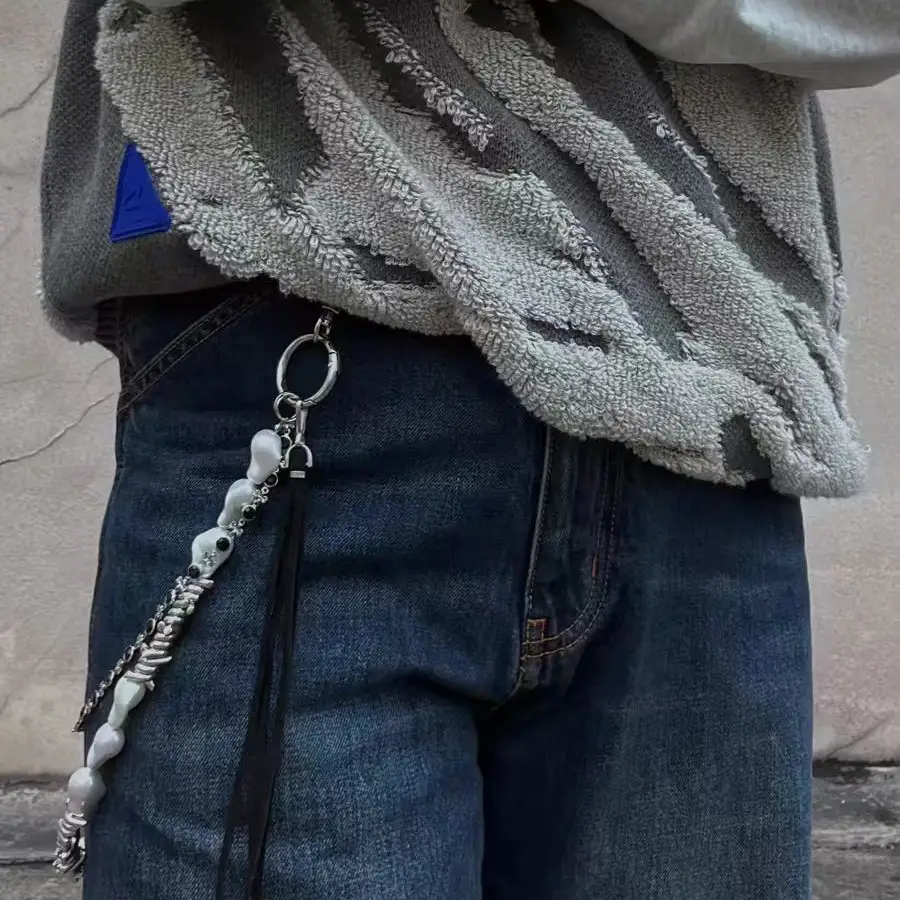 Retro Punk Metal Pearl Niche Waist Chain