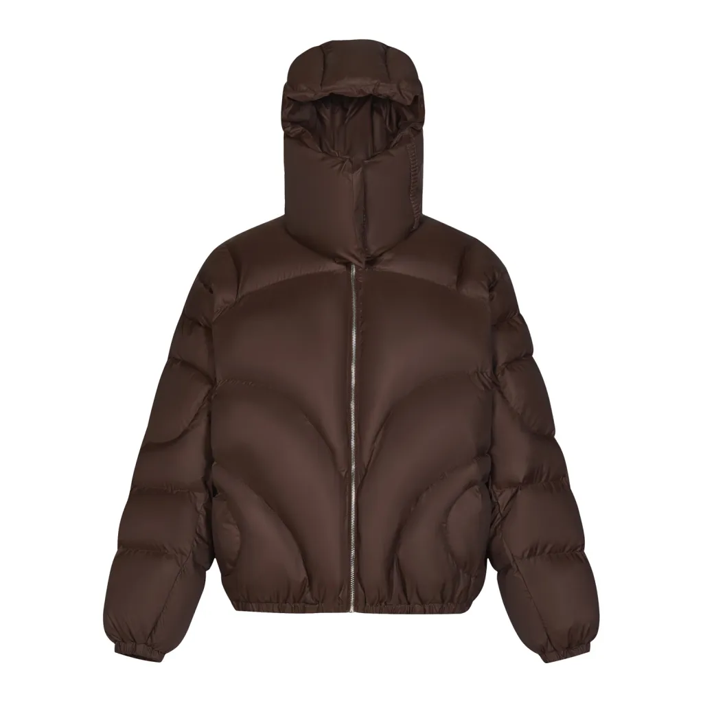 Profile Coat Detachable Hat Collar Thickened Cotton Padded Coat - Brown