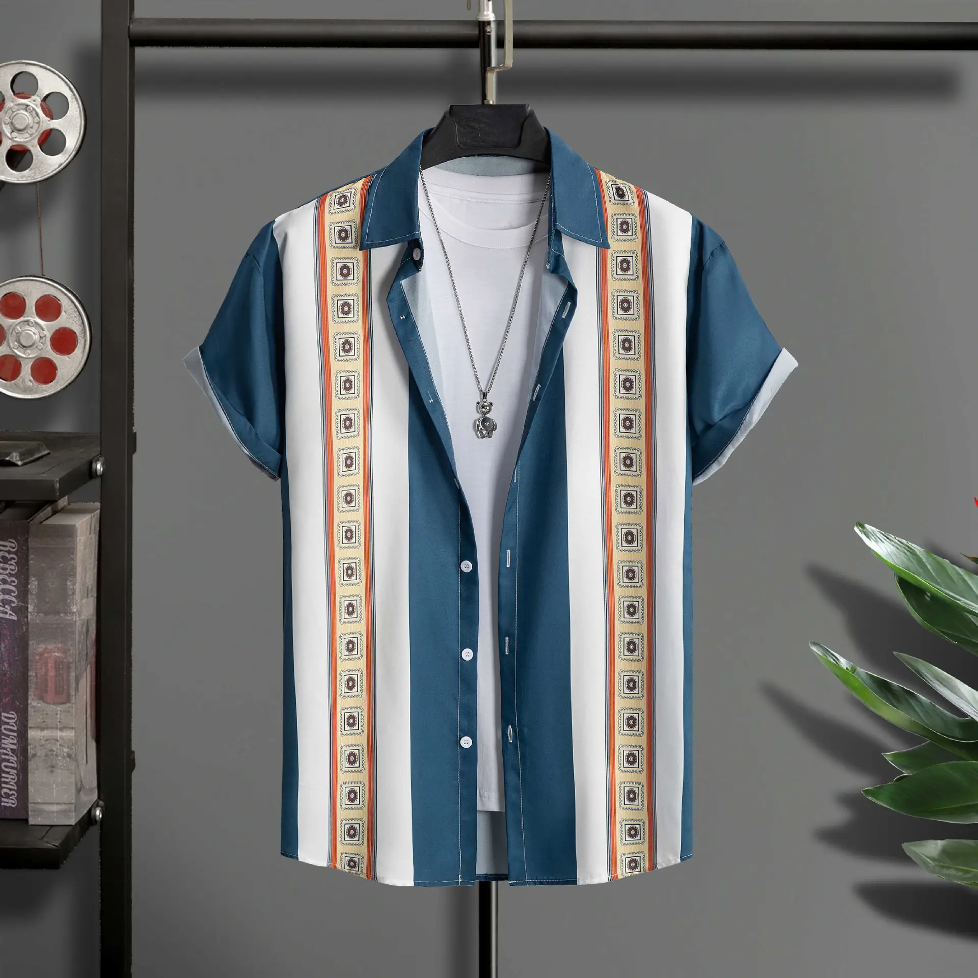 Men's Fashion Casual Digital Printing Short Sleeve Shirt
