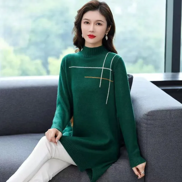 Western Style Inner Matching Coat Base Knitting Woolen Skirt Green - Shop at LoveMi
