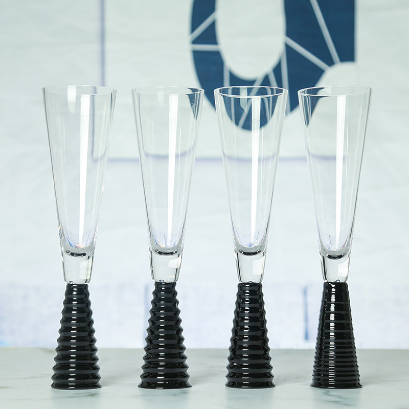 Model Room Decorative Red Wine Champagne Glass Table Decoration Goblet Black Thread Shaped Cup
