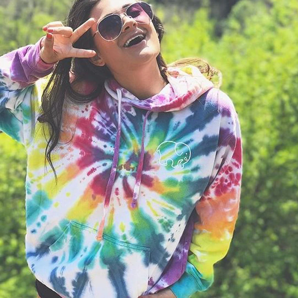 Title 4, Printed tie-dye long-sleeved hooded sweatshirt