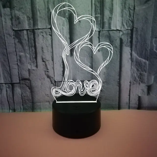Double Love Festival Colorful 3D Small Night Lamp