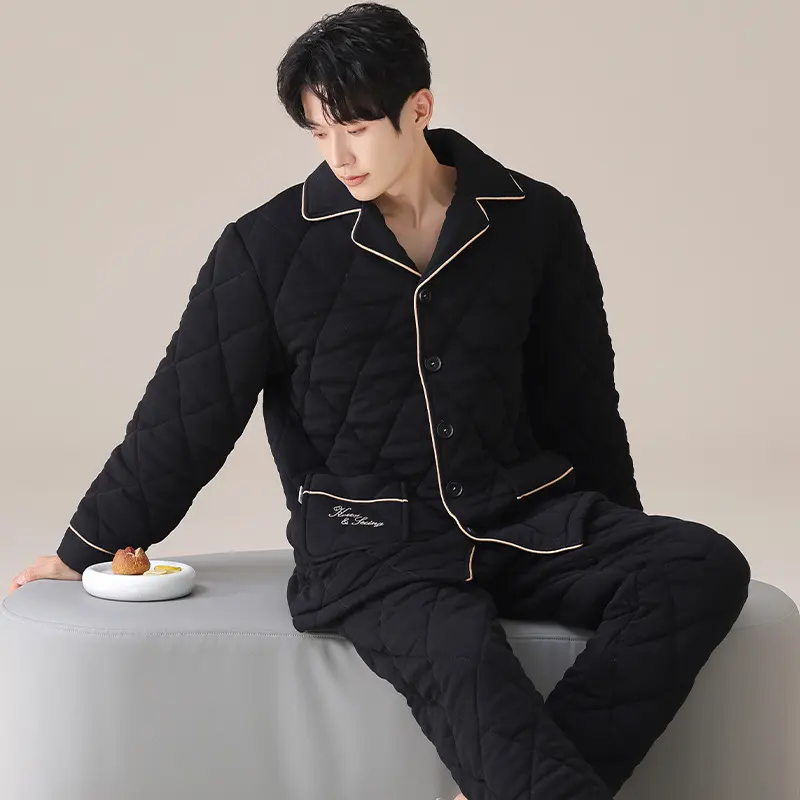 Mens Three-layer Quilted Loungewear for Fall and Winterwear It