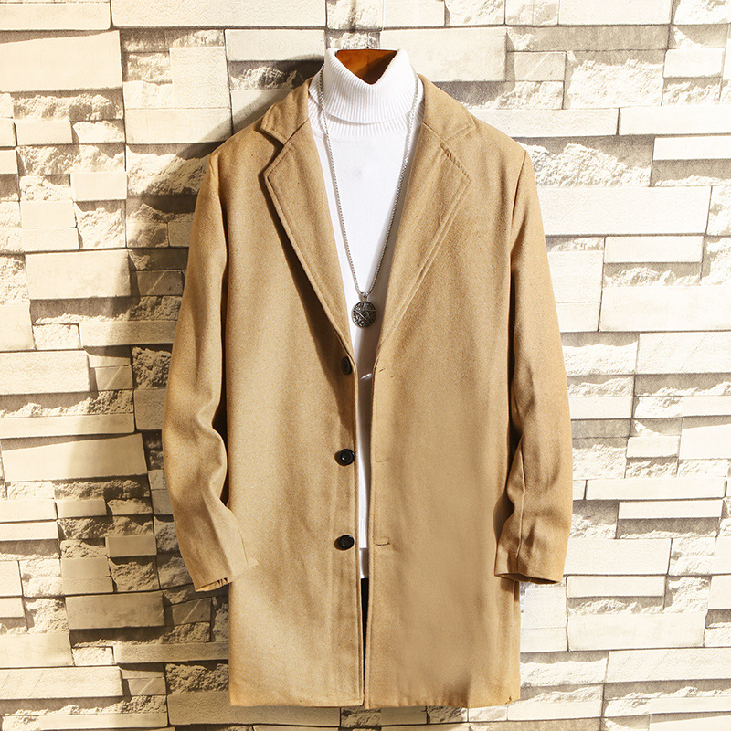 Wool Coat, Mid-length Men's Outerwear