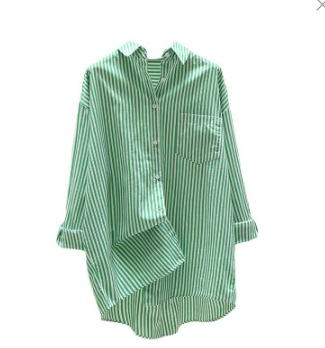 Vertical Striped Mid-length Sun Protection Shirt For Women