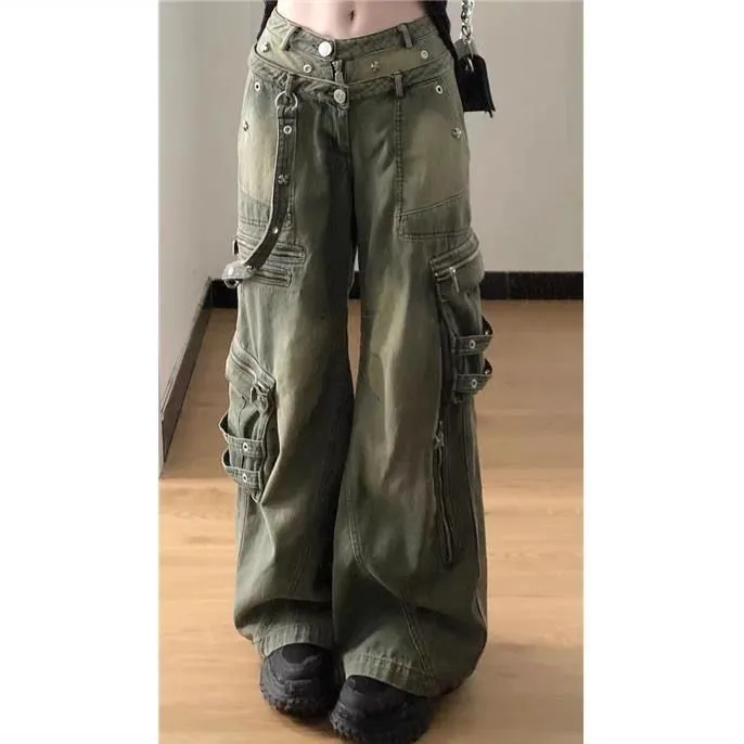 American New Retro Washed Cargo Jeans - Picture Color-Xl
