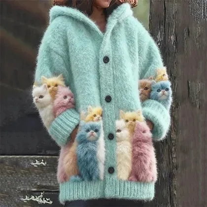 Womens Mid Length Plush Cartoon Hooded Coat Dmcmykl3J09 2Xl - Shop at LoveMi