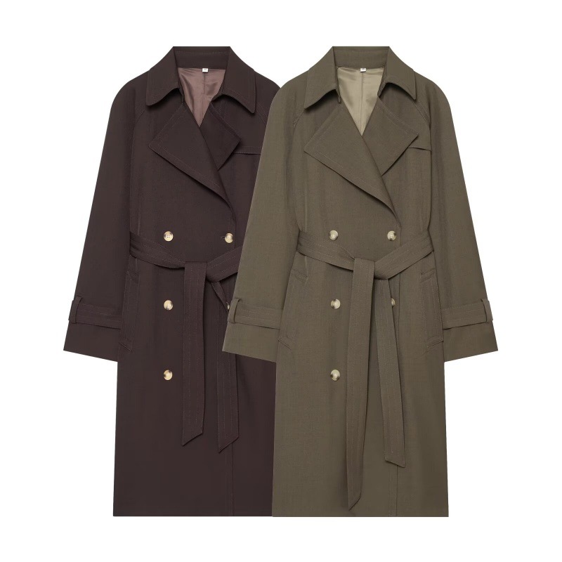 Womens Long Trench Coat With A Belt