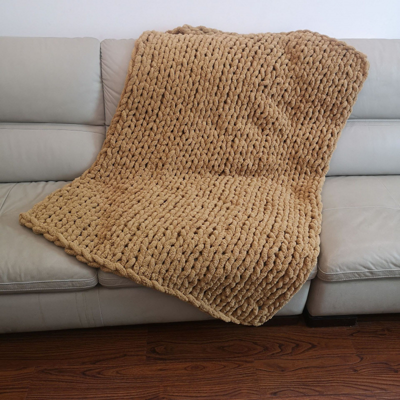 Chenille Knitted Handmade Throw Blanket