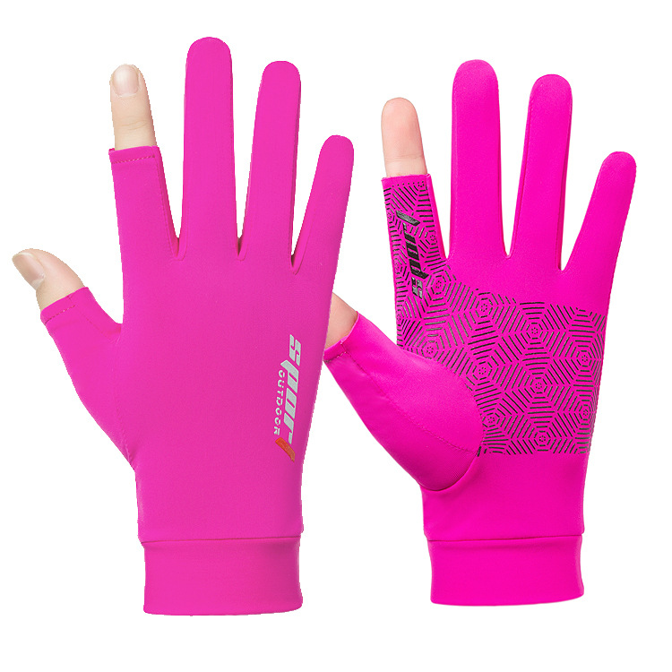 Sun-proof And Breathable Elastic Fishing Dew Two Finger Outdoor Fitness Cycling Gloves For Men And Women