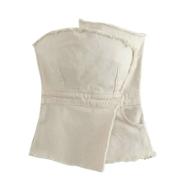Asymmetric Frayed Corset Stitching Skirt Suit Top S - Shop at LoveMi