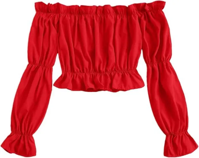 Women's Crop Top With Tube Neckline Red - Shop at LoveMi
