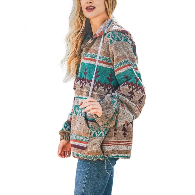 Women's Retro Fashion Half Zip Long Sleeve Sweatshirt M2590801 - Shop at LoveMi