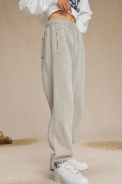 High Street American Retro Washed Distressed Batik Fleece Ankle-tied Casual Sweatpants Male