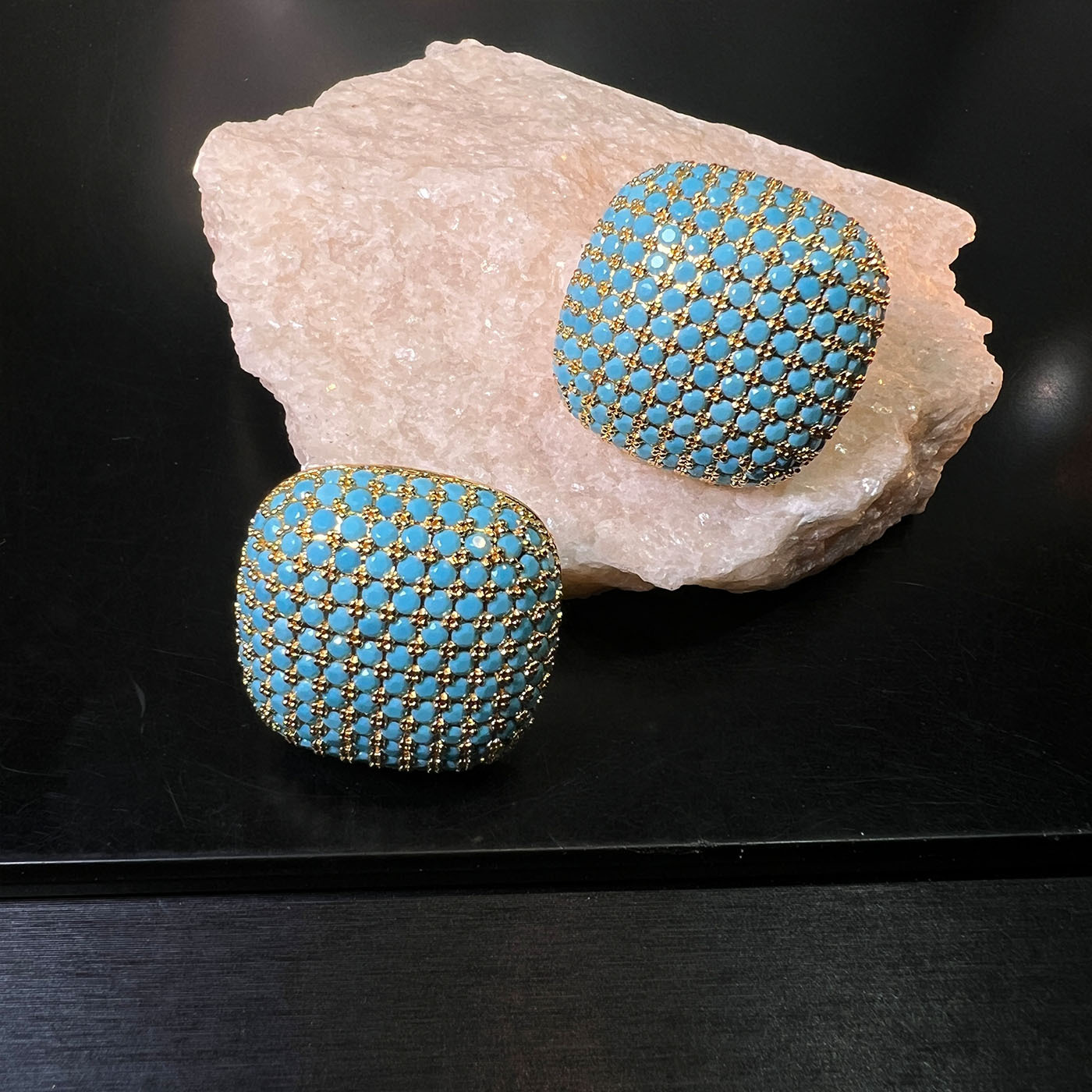 Turquoise Micro-Inlaid French-Style Earrings for Women