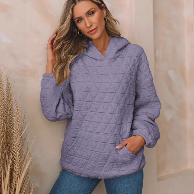 Women's Solid Color Hooded Sweater Regular Sleeve Lavender Purple - Shop at LoveMi