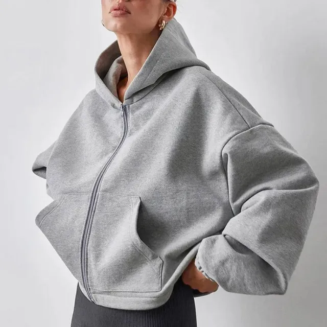 Autumn And Winter New Outdoor Sports Loose Cardigan Hoodie Gray - Shop at LoveMi