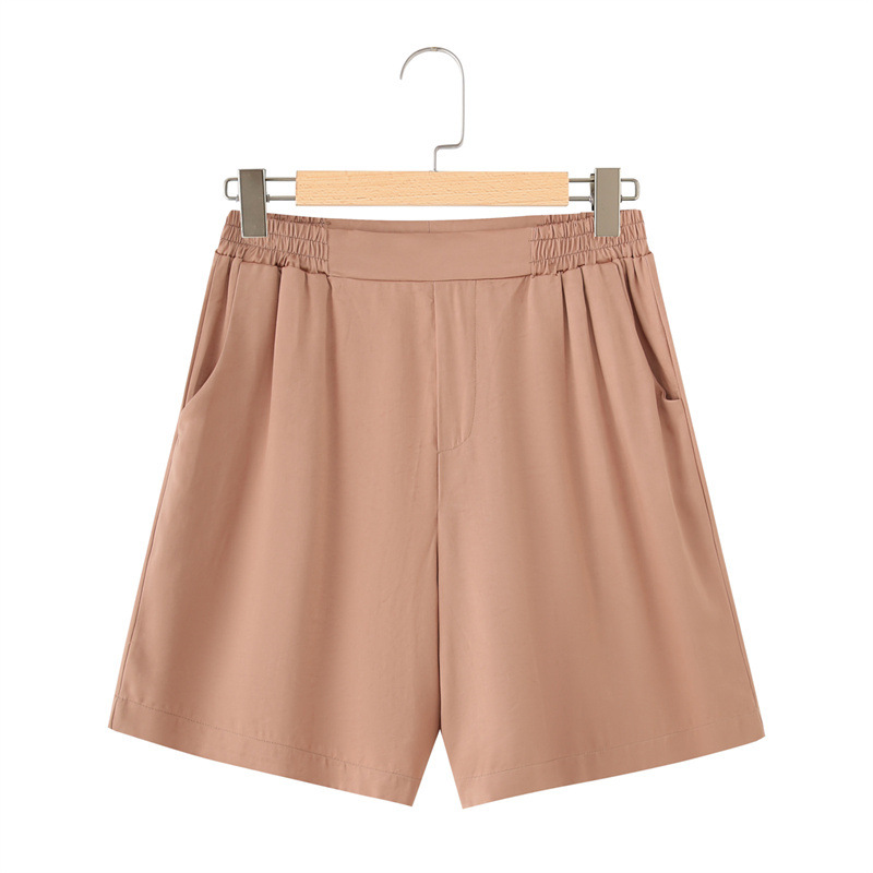 French Lapel Short Sleeve Shirt Outfit Loose Shorts Two piece Set Orange Pink Pants - Shop at LoveMi