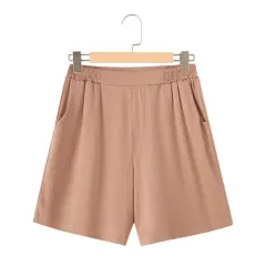 French Lapel Short Sleeve Shirt Outfit Loose Shorts Two-piece Set - Orange Pink Pants - View 1
