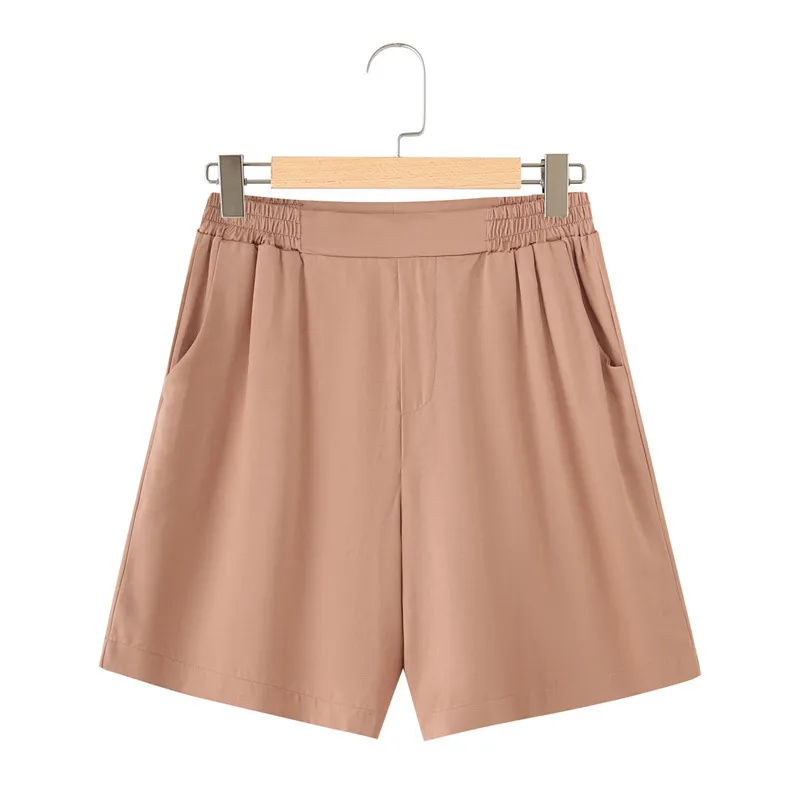 French Lapel Short Sleeve Shirt Outfit Loose Shorts Two-piece Set - Orange Pink Pants