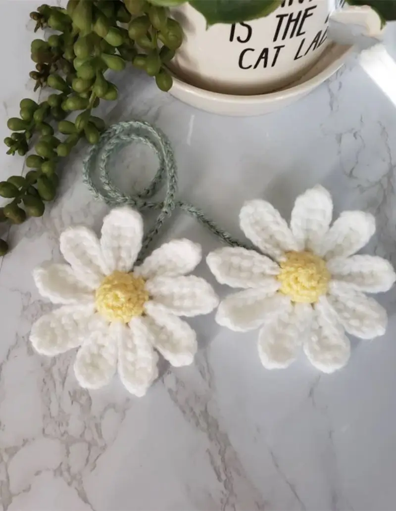 Hand Crocheted Flower Fruit Car Rearview Mirror Pendant Decoration
