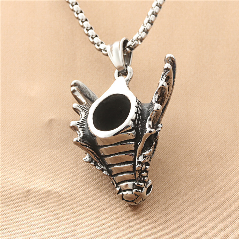 Ornament Titanium Steel Dragon Pendant Vintage Stainless Steel Necklace