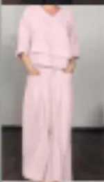 Solid Color Round Neck Long Sleeve Casual Top Straight leg Pants Two piece Set Pink - Shop at LoveMi