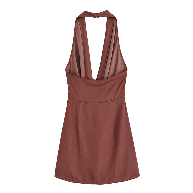 Gold Inlaid Hanging Collar Off-the-shoulder Women's Dress