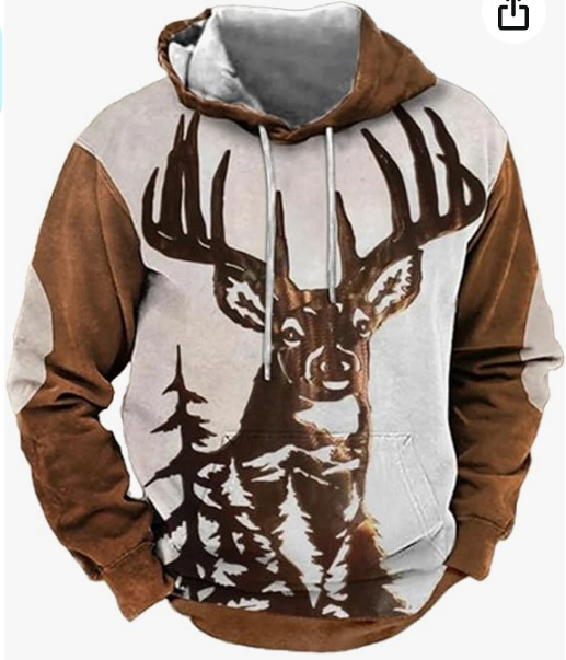 Men's Printed Hoodie Has Pocket Sweatshirt