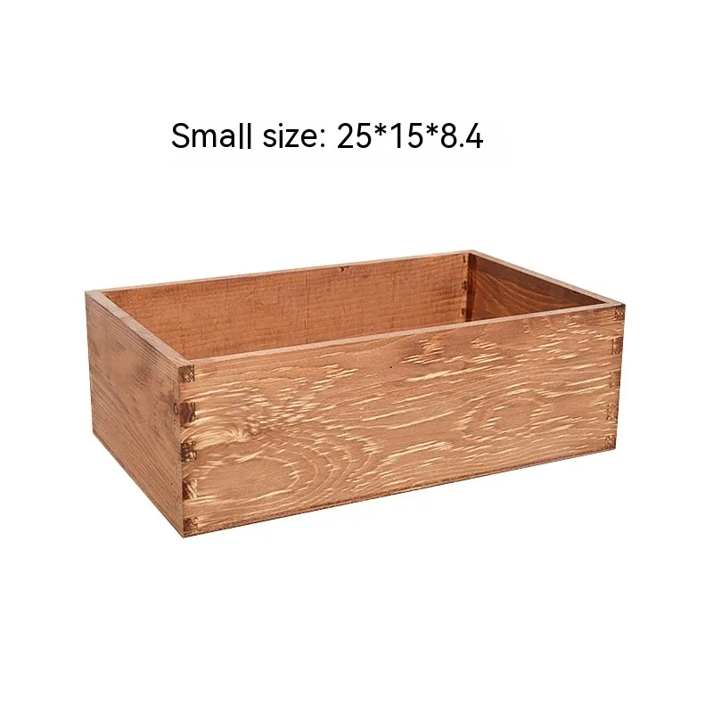 Wooden Storage Box Uncovered Retro Rectangular Sundries Cosmetic - Retro Small Without Cover