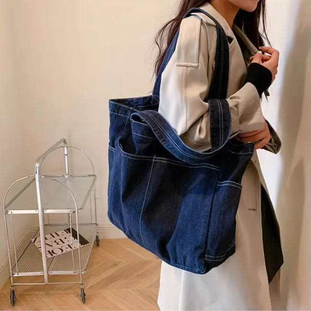 Denim Shoulder Bag Large Capacity Totes Dark - Shop at LoveMi