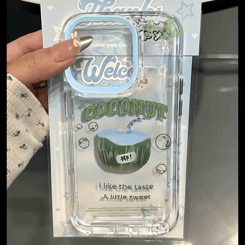 Creative English Coconut Print Silicone Phone Case