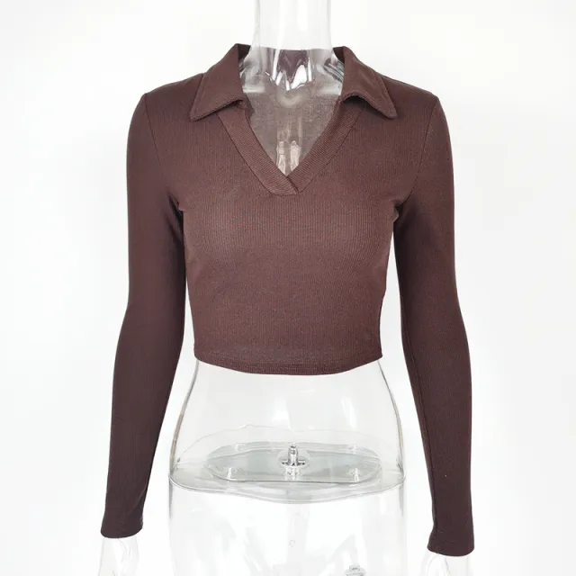 Tight Thread Knitted Long Sleeve Brown - Shop at LoveMi
