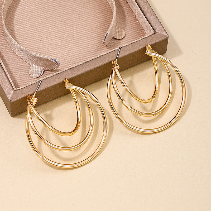 Ins Style Metal Multi-layer Circle Women's Earrings