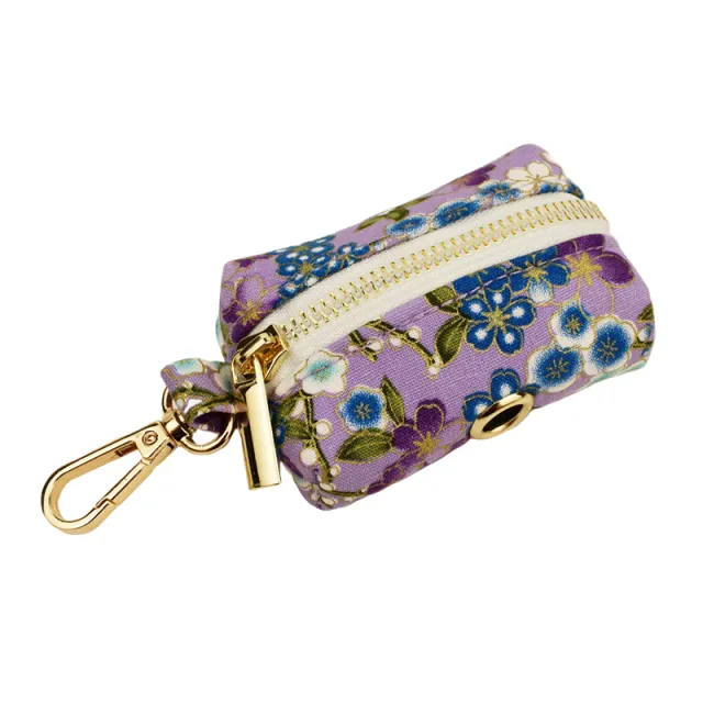 Purple And Wind Floral Dog Collar Hand Holding Rope Metal Bandana Bow Strap Out Shit Bag Dog Poop Bag - Shop at LoveMi