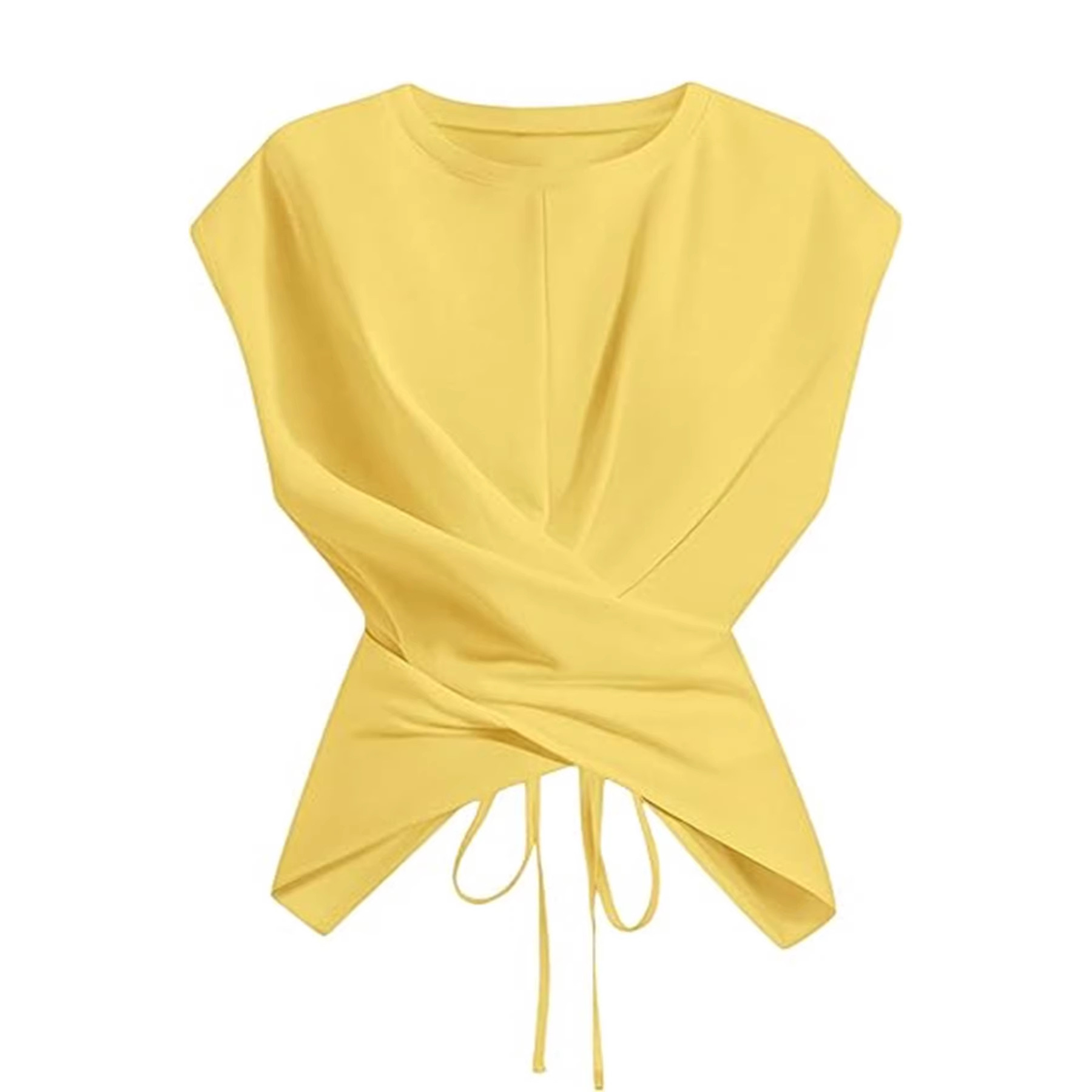 Versatile Cropped Top With A Crossover Tie At The Hem