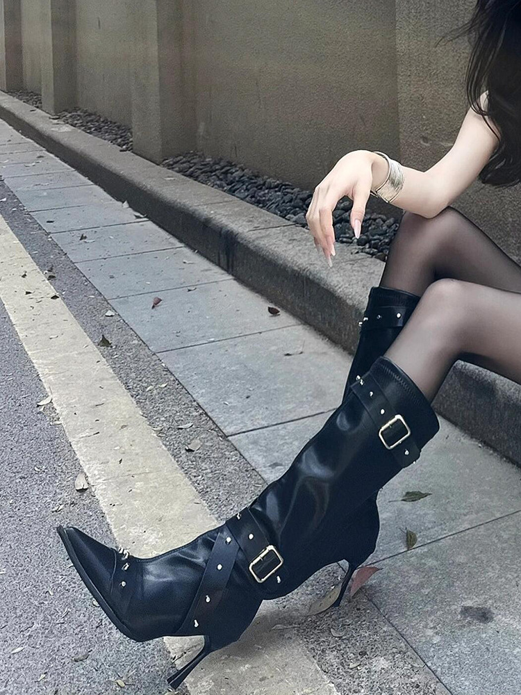 Women's All-Match Belt-Buckle Long Boots 18 b28b1fb2 6515 41ad a271 0b90cb19bcdc