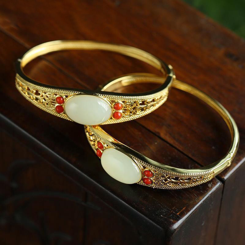 Fashion Natural Hetian Sterling Silver Bracelet