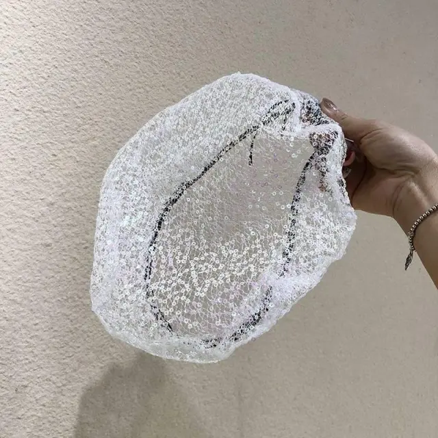 Mesh Hat Cover Gray Hair Lace Pile Heap Cap Thin Spring Women's Big Head Circumference White - Shop at LoveMi