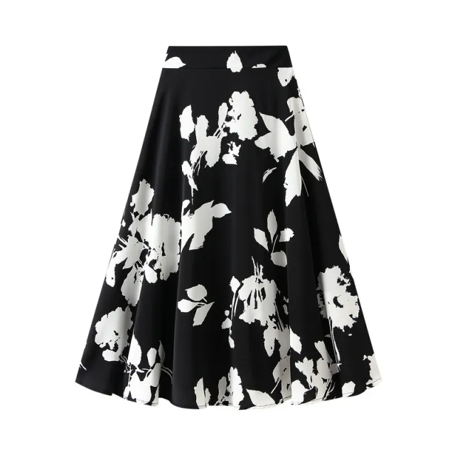 Women's Mid length 2 High Waist Slimming Elegant Big Hem Bough Skirt Black Background - Shop at LoveMi