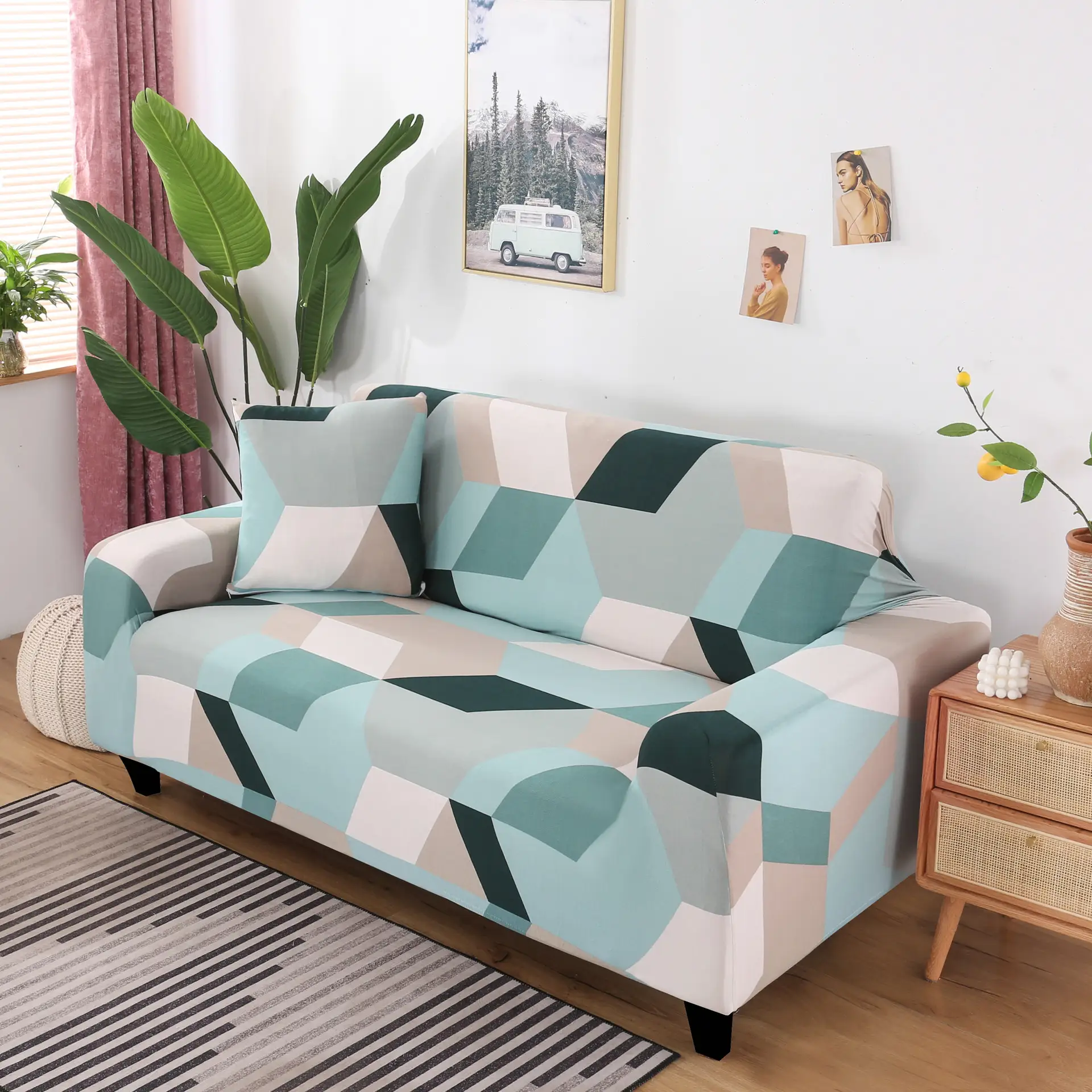 Printed Multi-functional Knitted Stretch Sofa Bed Cover Sofa Cover