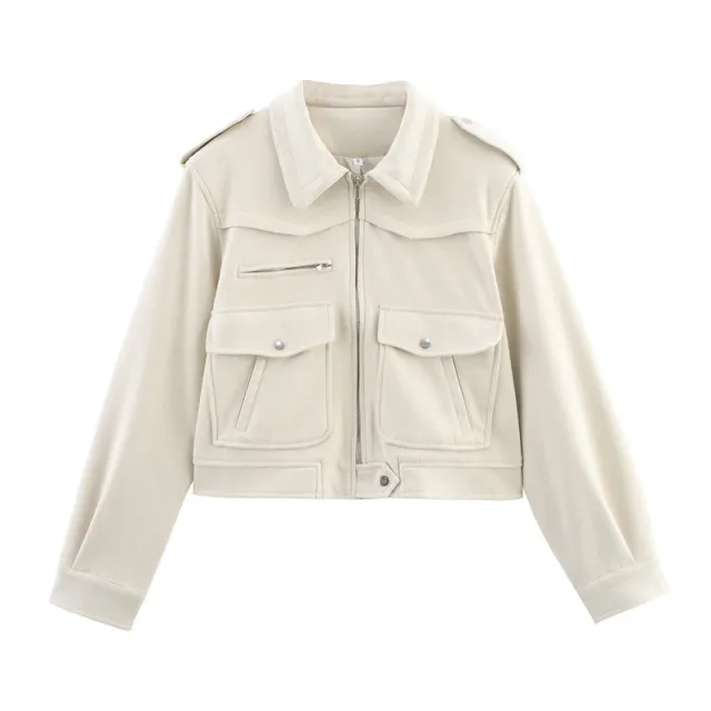 New Spring And Autumn Casual Loose European And American Style Suede Fabric Jacket Short Coat Picture Color S - Shop at LoveMi