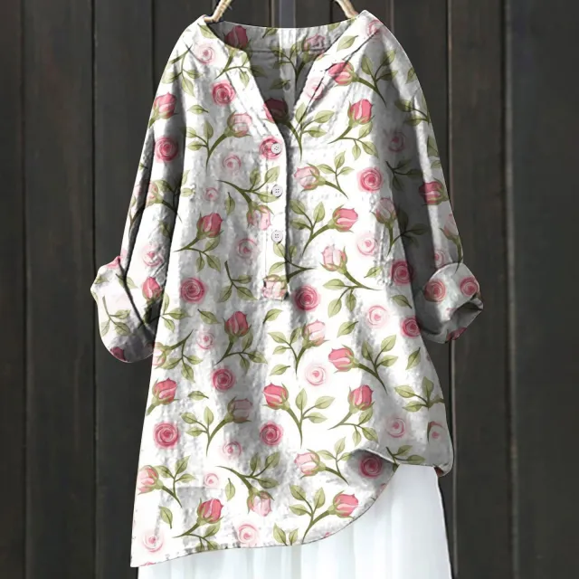 Long Sleeve Slub Linen Comfort Printing All matching Shirt Xl240533 Hcy07 S - Shop at LoveMi